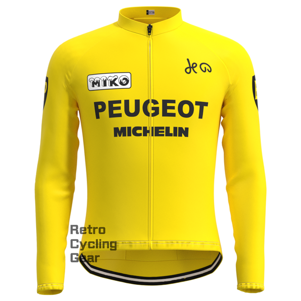 Peugeot Gelb 2 Retro-Langarmtrikot