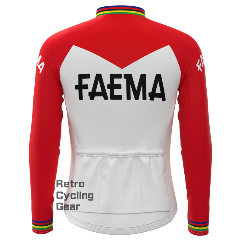 FAEMA White Retro Long Sleeve Cycling Kit