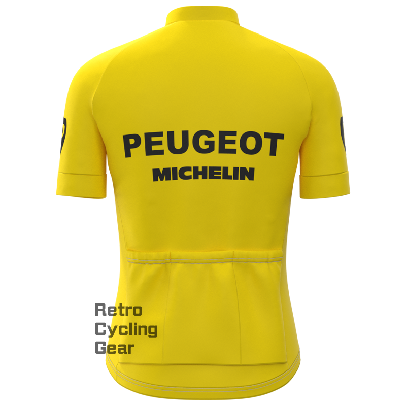 Peugeot Gelb 2 Retro-Trikot mit kurzen Ärmeln