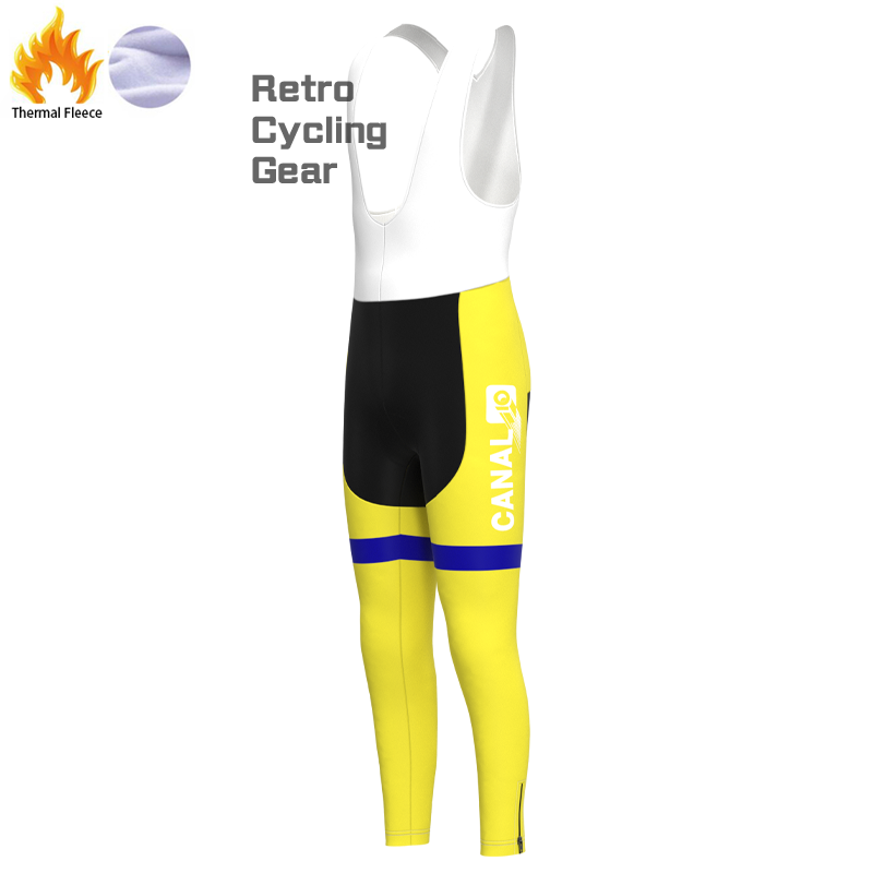 KAS Gelbe Fleece-Retro-Radsport-Sets