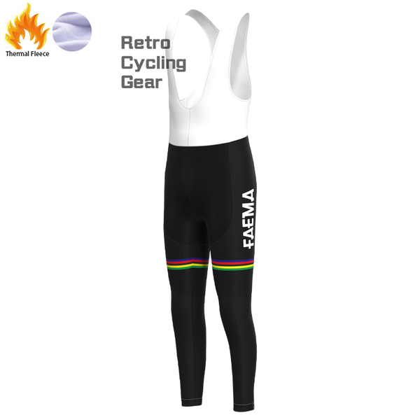 FAEMA White Fleece Retro Cycling Pants