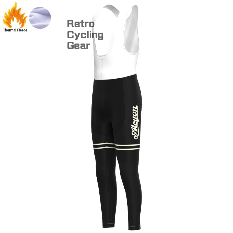 Paris Roubaix Schwarze Fleece-Retro-Radhose