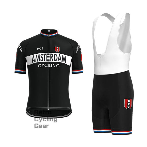 Amsterdam Black Retro Short Sleeve Cycling Kit