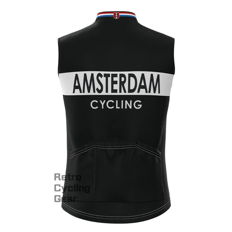 Amsterdam Retro-Radsportweste aus schwarzem Fleece