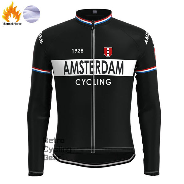 Amsterdam Black Fleece Retro Long Sleeves Jerseys