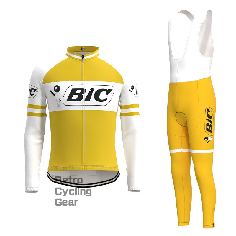 BIC Gelbes Retro-Langarm-Fahrradset