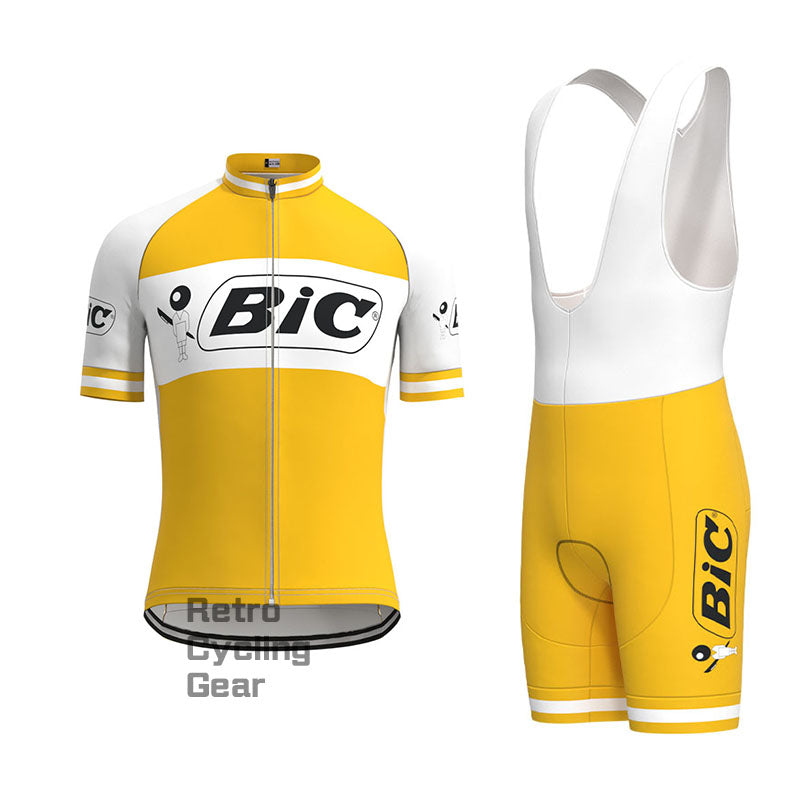 BIC Yellow Retro Short Sleeve Cycling Kit