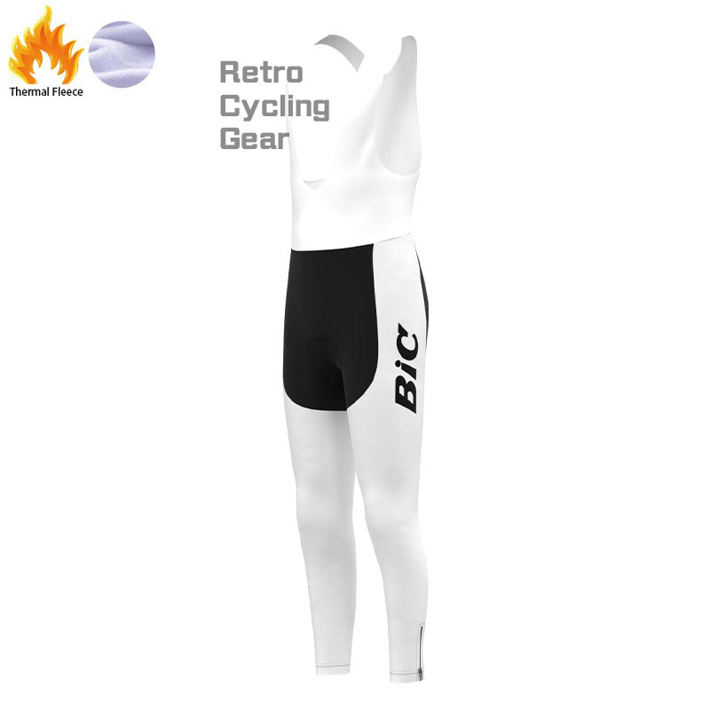 BIC White Blue Fleece Retro Cycling Pants