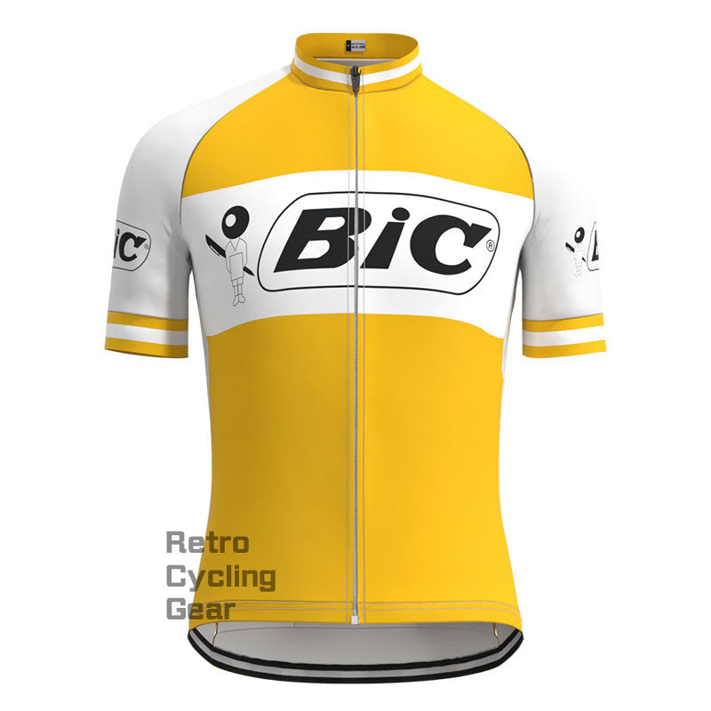 BIC Yellow Retro Short Sleeve Cycling Kit