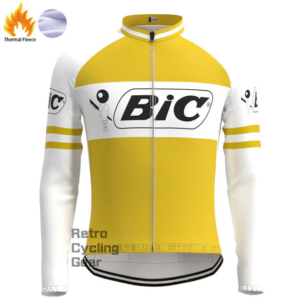 BIC Yellow Fleece Retro Long Sleeves Jerseys