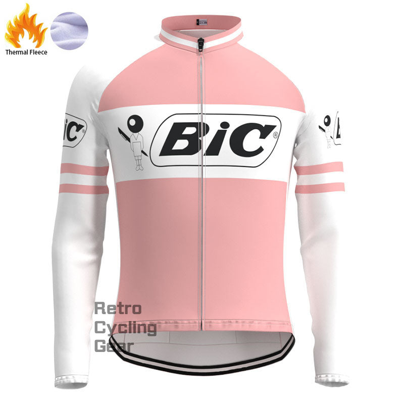 BIC Pink Fleece Retro Long Sleeves Jerseys