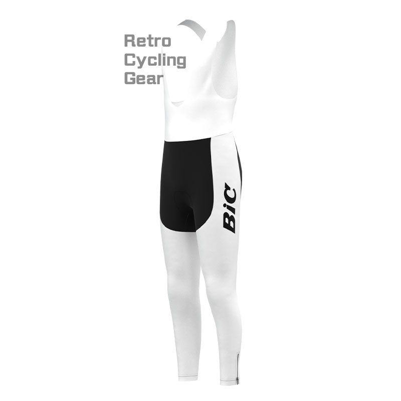 BIC White Blue Fleece Retro Cycling Pants