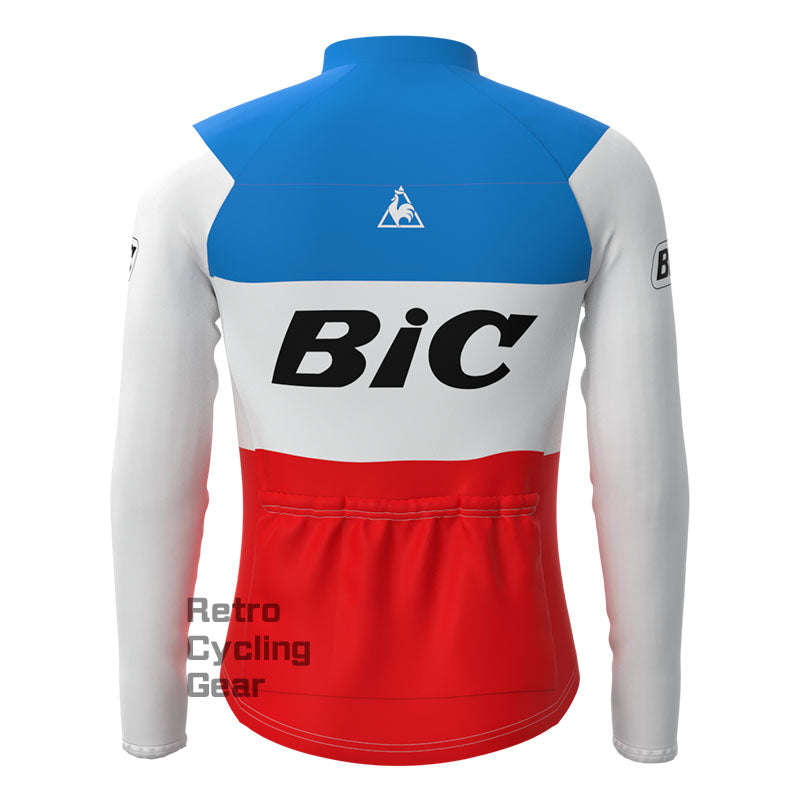 BIC White Blue Fleece Retro Cycling Kits