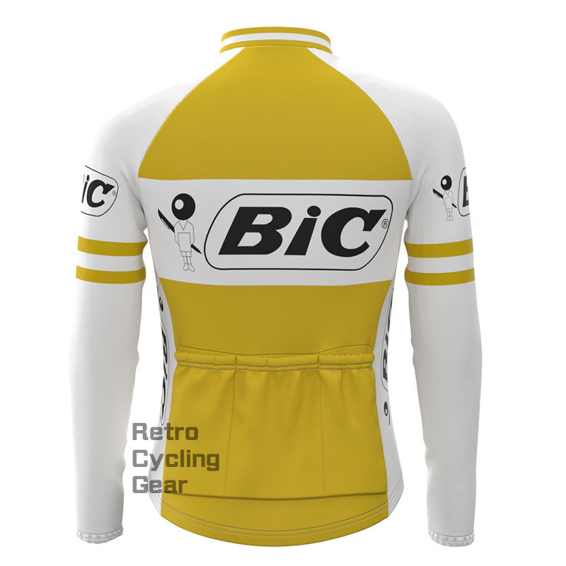 BIC Yellow Fleece Retro Long Sleeves Jerseys