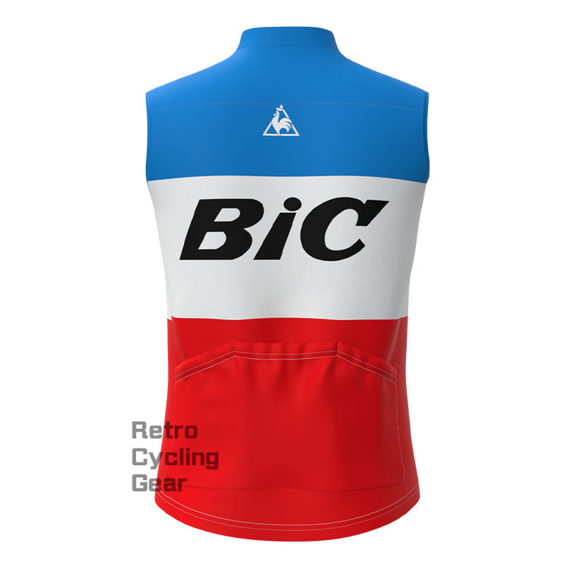BIC White Blue Fleece Retro Cycling Vest