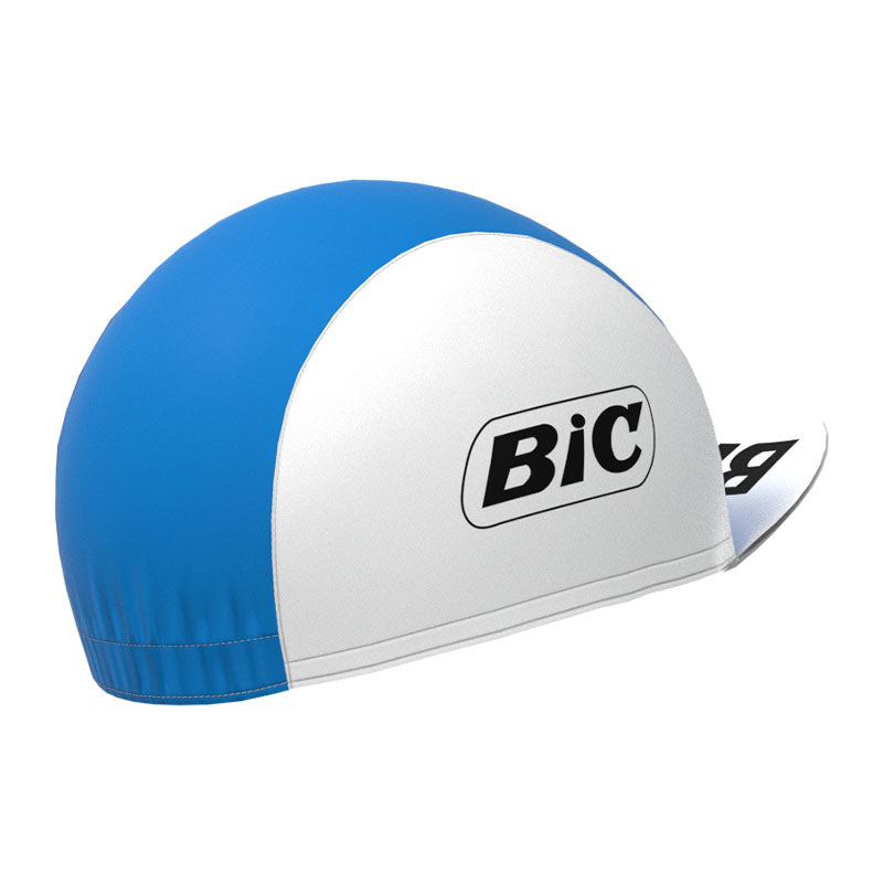 BIC White Blue Retro Cycling Cap