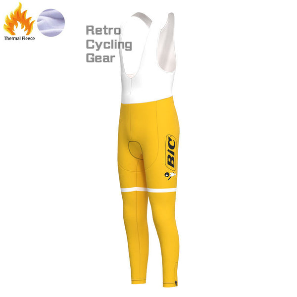 BIC Yellow Fleece Retro Cycling Pants