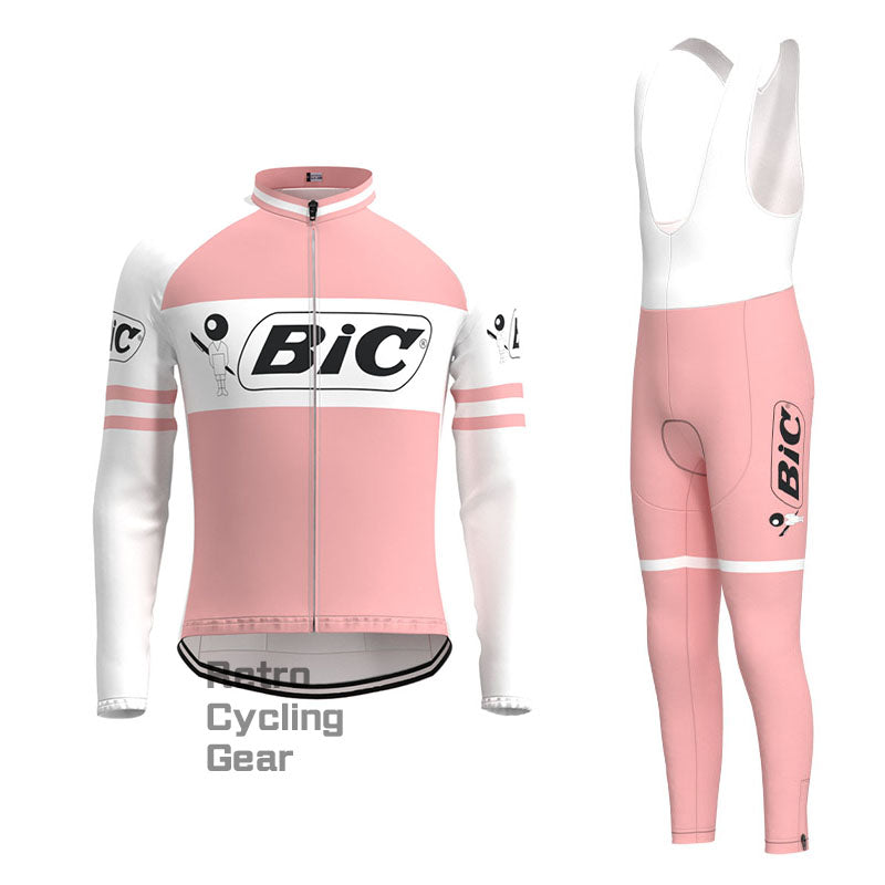 BIC Pink Retro Long Sleeve Cycling Kit