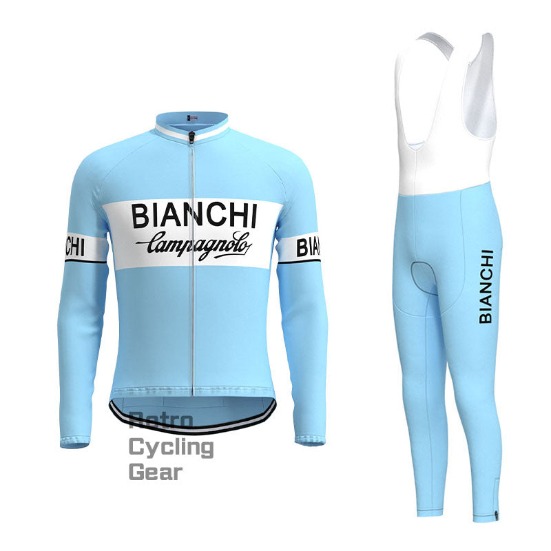 Bianchi Blue Retro Langarm-Fahrradset