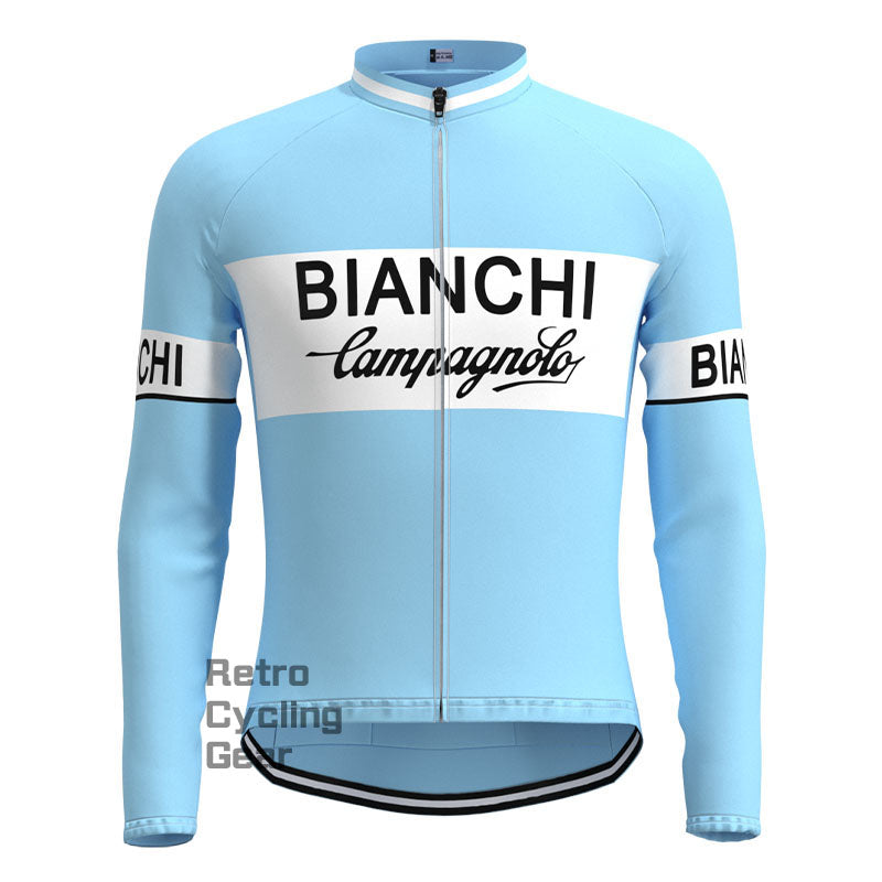 Bianchi Blue Retro Langarm-Fahrradset