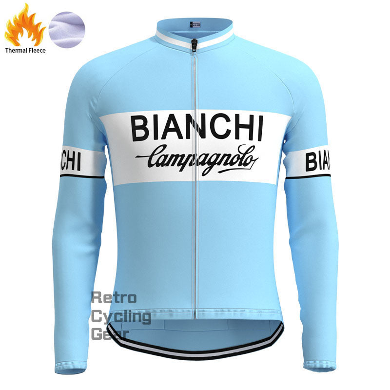 Bianchi Blue Fleece Retro-Langarmtrikots