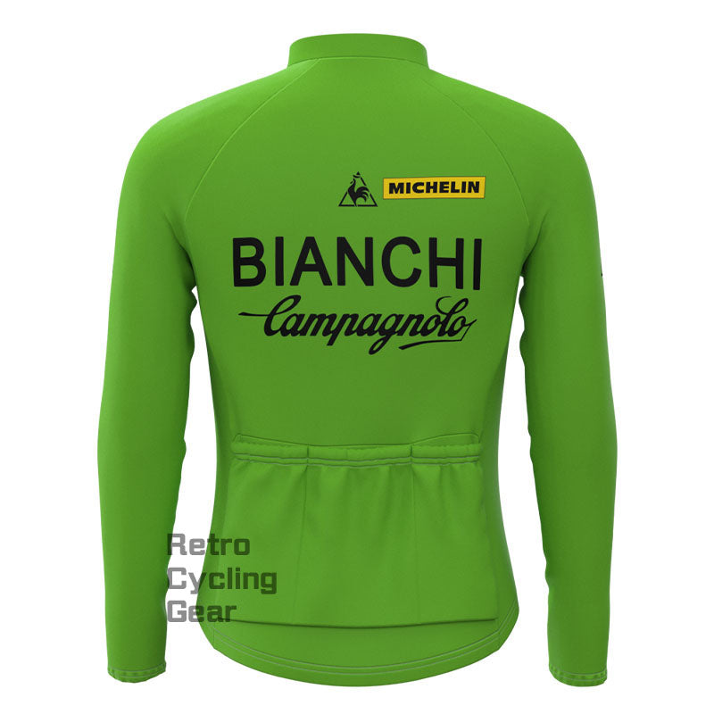 Bianchi Green Fleece Retro-Langarmtrikots