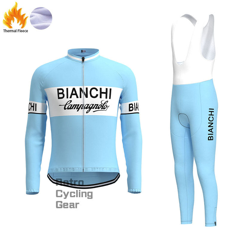 Bianchi Blue Fleece Retro-Radsport-Sets