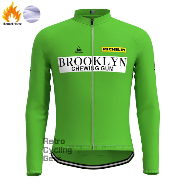 Brooklyn Green Fleece Retro Long Sleeves Jerseys