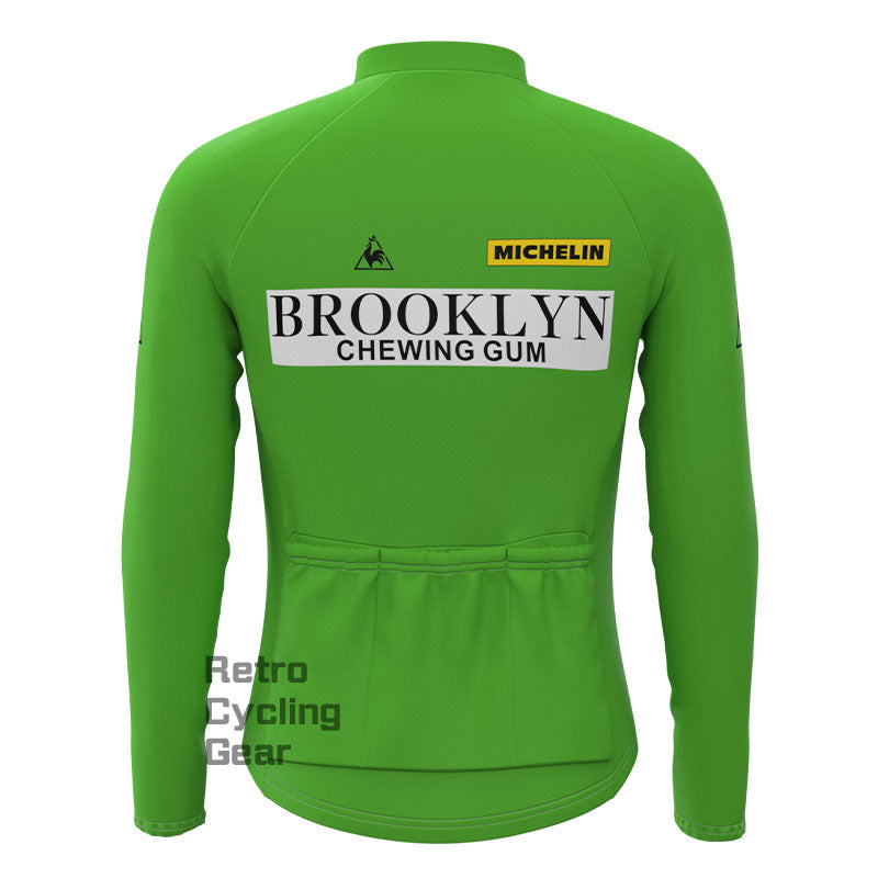 Brooklyn Green Fleece Retro Long Sleeves Jerseys