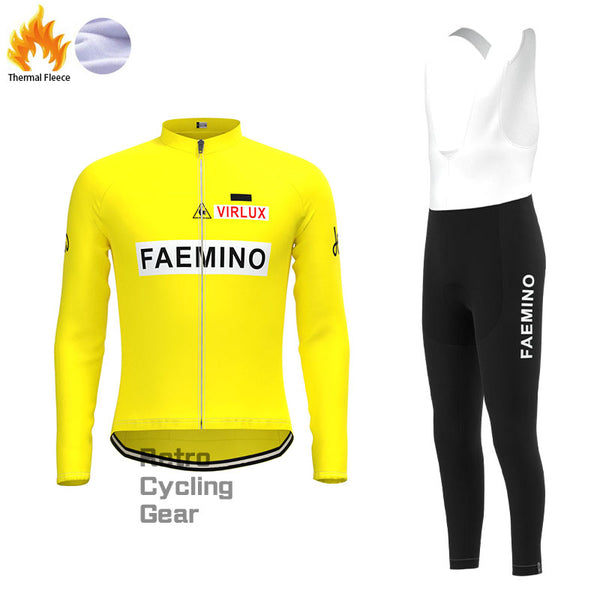 FAEMINO Yellow Fleece Retro Cycling Kits