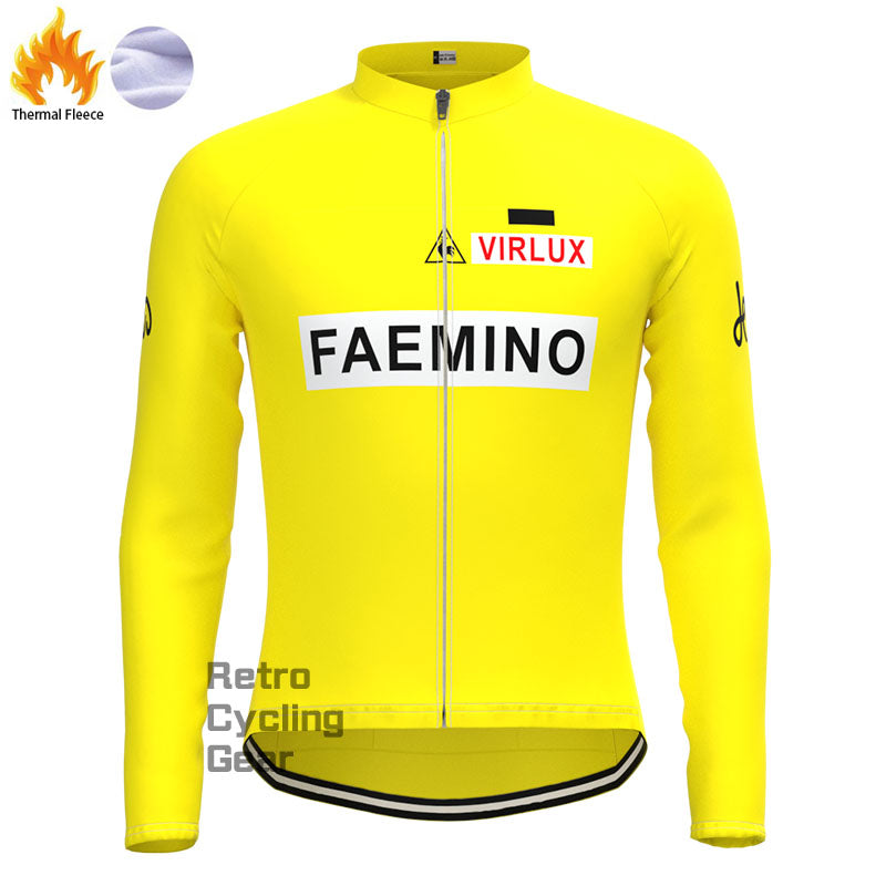 FAEMINO Yellow Fleece Retro Cycling Kits