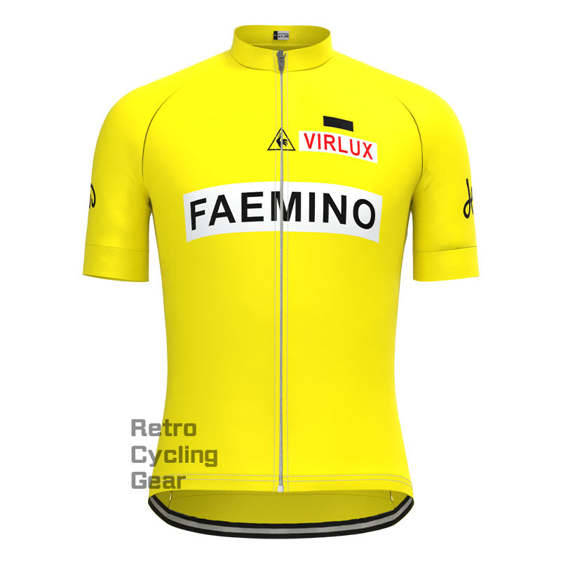 FAEMINO Yellow Retro Short Sleeve Cycling Kit