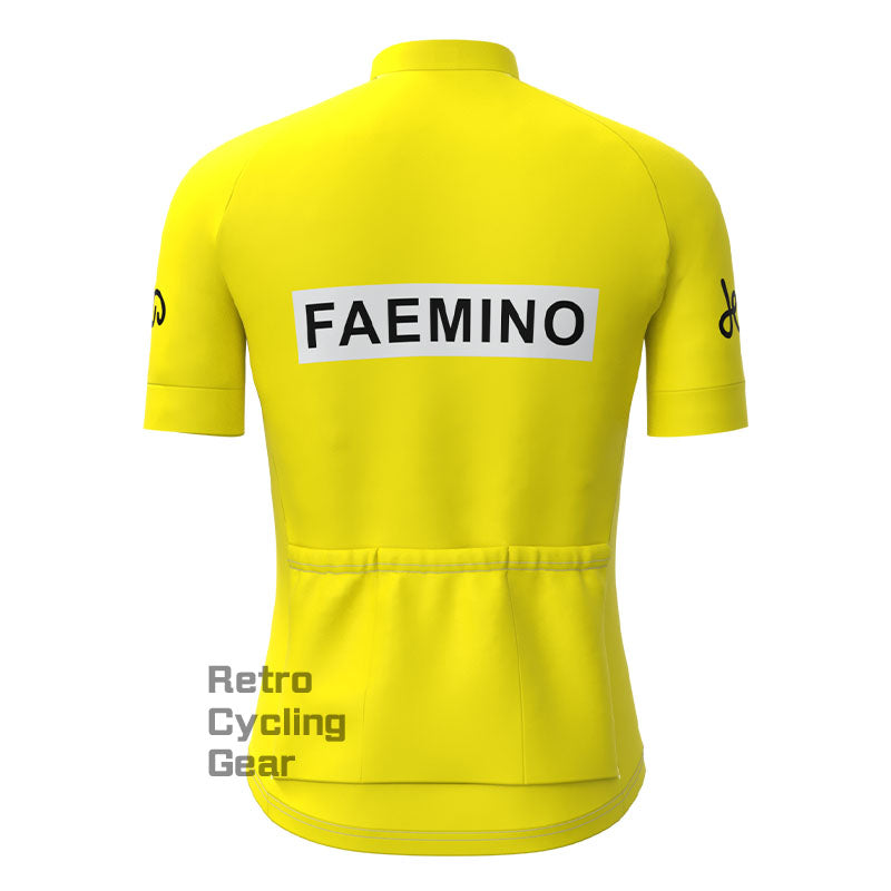 FAEMINO Yellow Retro Short Sleeve Cycling Kit