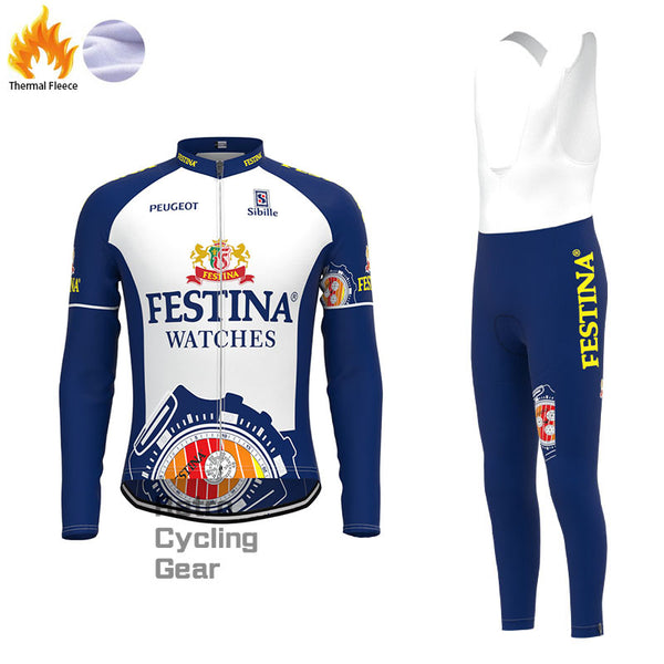FESTINA Blaue Fleece-Retro-Radsport-Sets