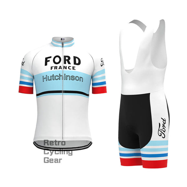 FORD White Blue Retro Short Sleeve Cycling Kit