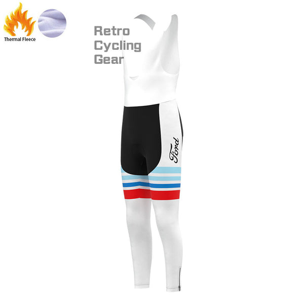 FORD White Blue Fleece Retro Cycling Pants