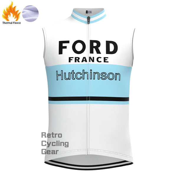 FORD White Blue Fleece Retro Cycling Vest