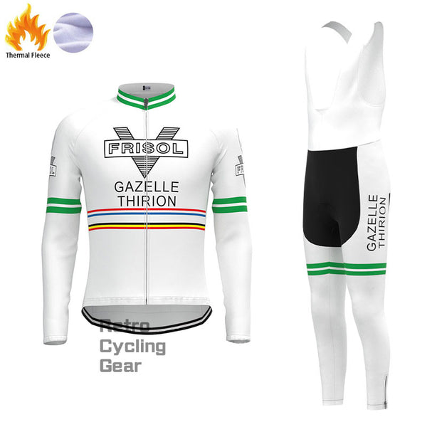 FRISOL Retro-Radsport-Sets aus Fleece mit roten Streifen