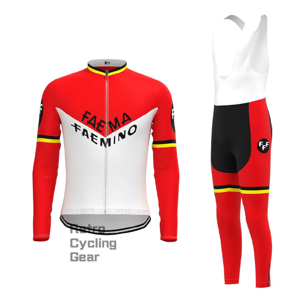 Faema Red-White Retro Long Sleeve Cycling Kit