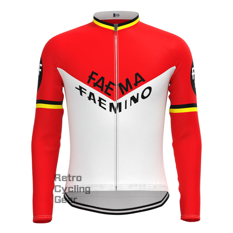 Faema Red-White Retro Long Sleeve Cycling Kit