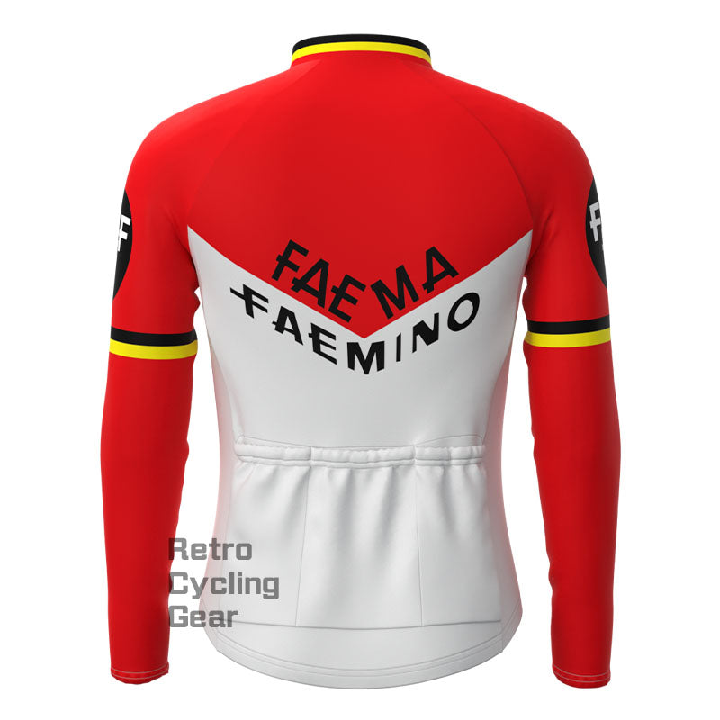 Rot-weiße Fleece-Retro-Radtrikots von Faema