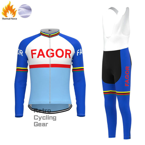 Blaue Fleece-Retro-Radsport-Sets von Fagor