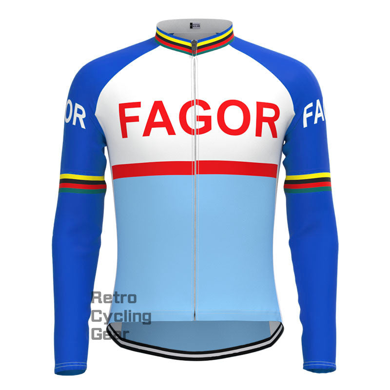 Fagor Blaues Retro-Langarmtrikot