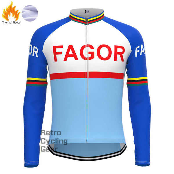 Fagor Blue Fleece Retro Long Sleeves Jerseys