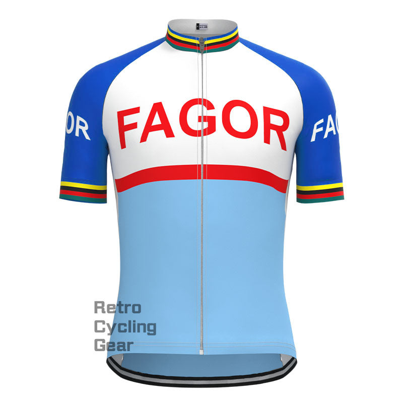 Fagor Blaues Retro-Trikot mit kurzen Ärmeln