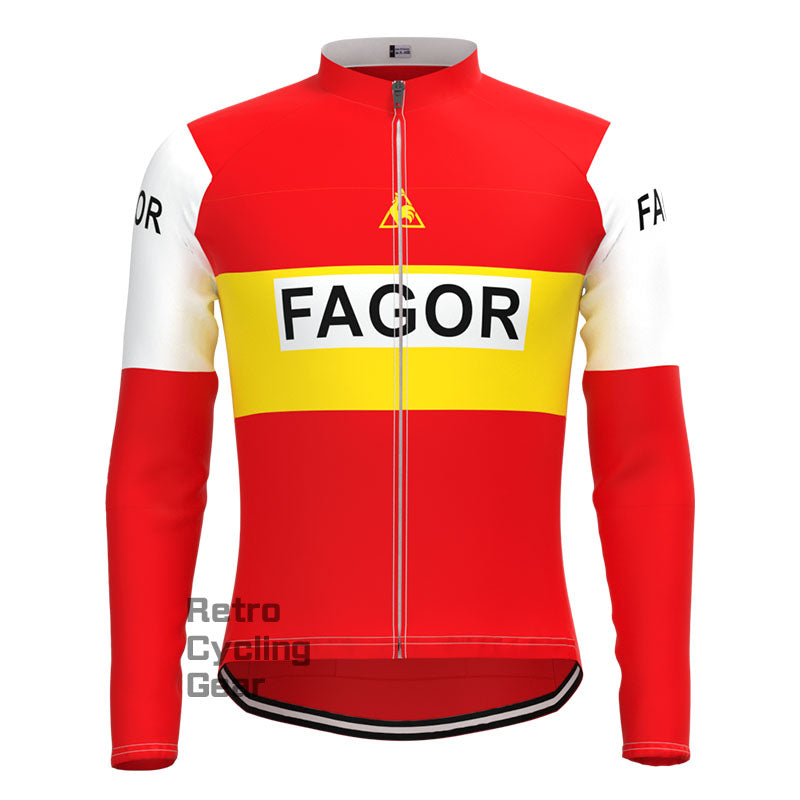 Rotes Retro-Langarmtrikot von Fagor