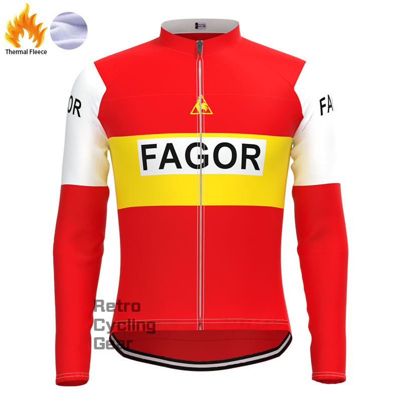 Rote Fagor-Fleece-Retro-Langarmtrikots