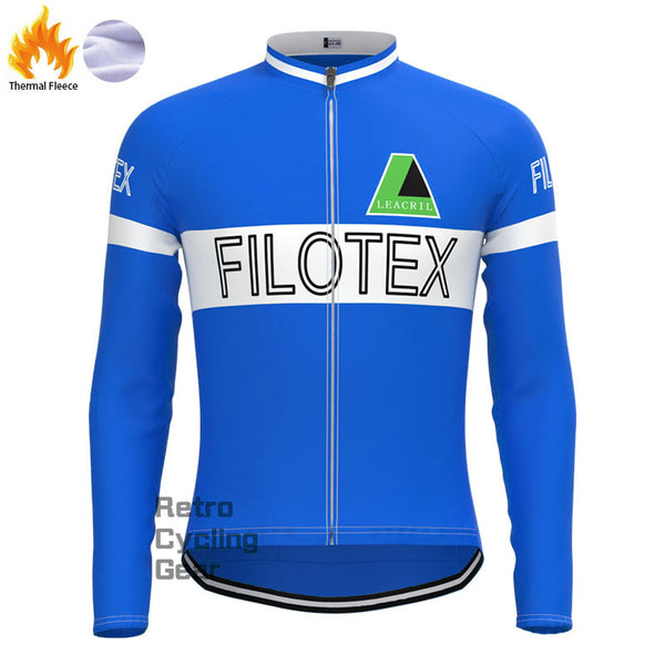 Filotex Bright Blue Fleece Retro Long Sleeves Jerseys