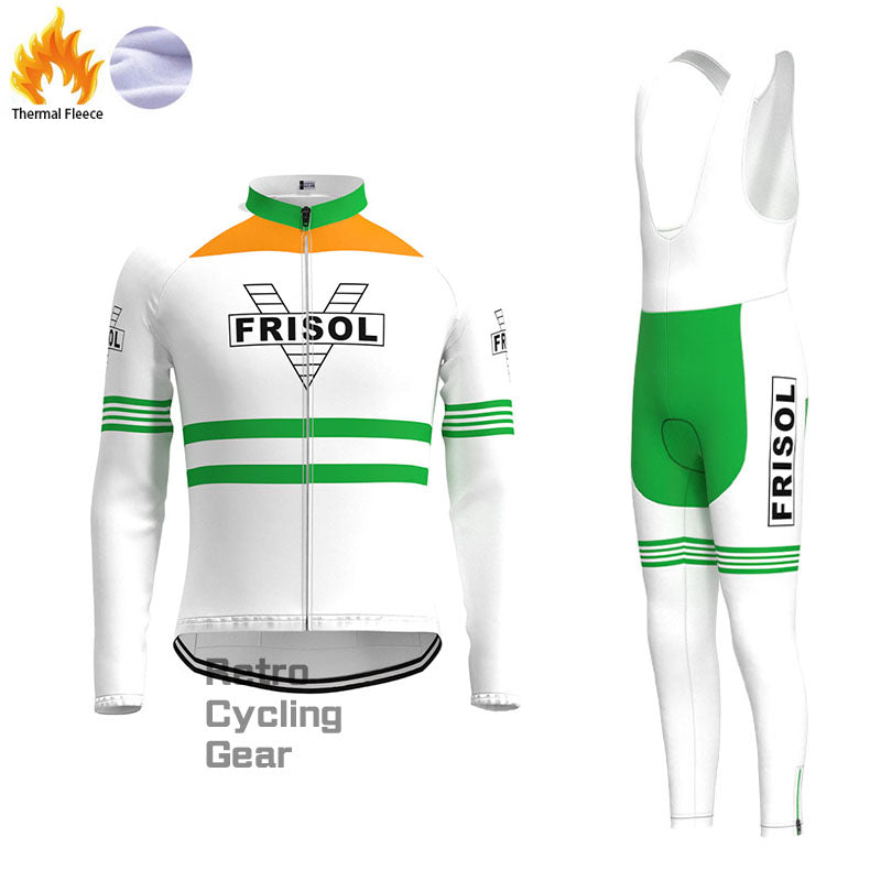 Frisol Orange Fleece Retro-Radsport-Sets