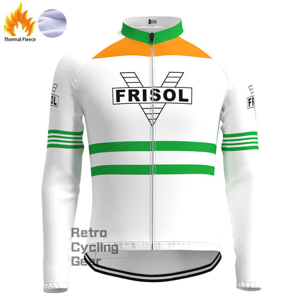 Frisol Orange Fleece Retro-Langarmtrikots